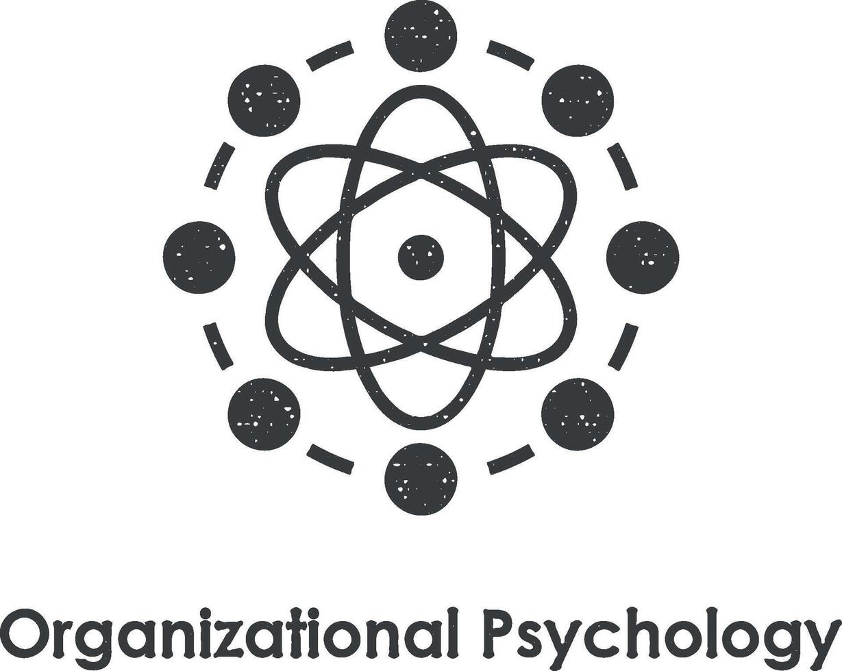 Atom, organisatorisch Psychologie Vektor Symbol Illustration mit Briefmarke bewirken