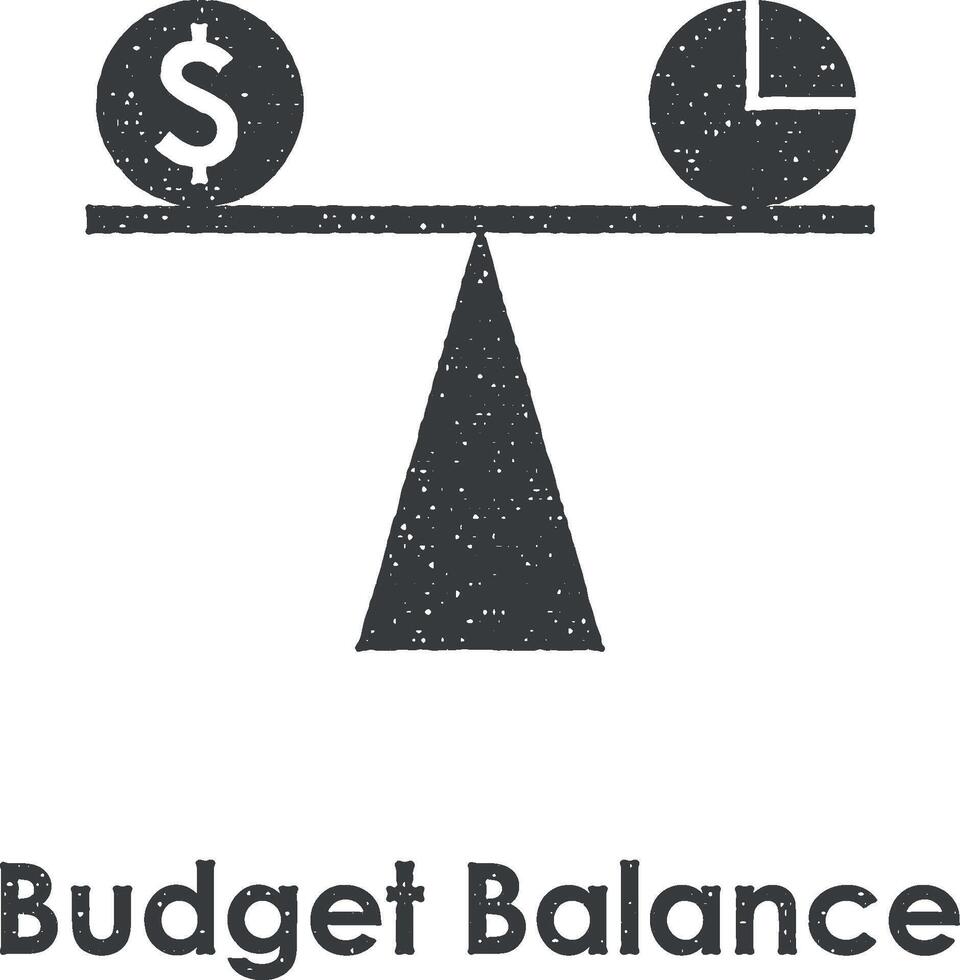 Dollar, Diagramm, Budget Balance Vektor Symbol Illustration mit Briefmarke bewirken