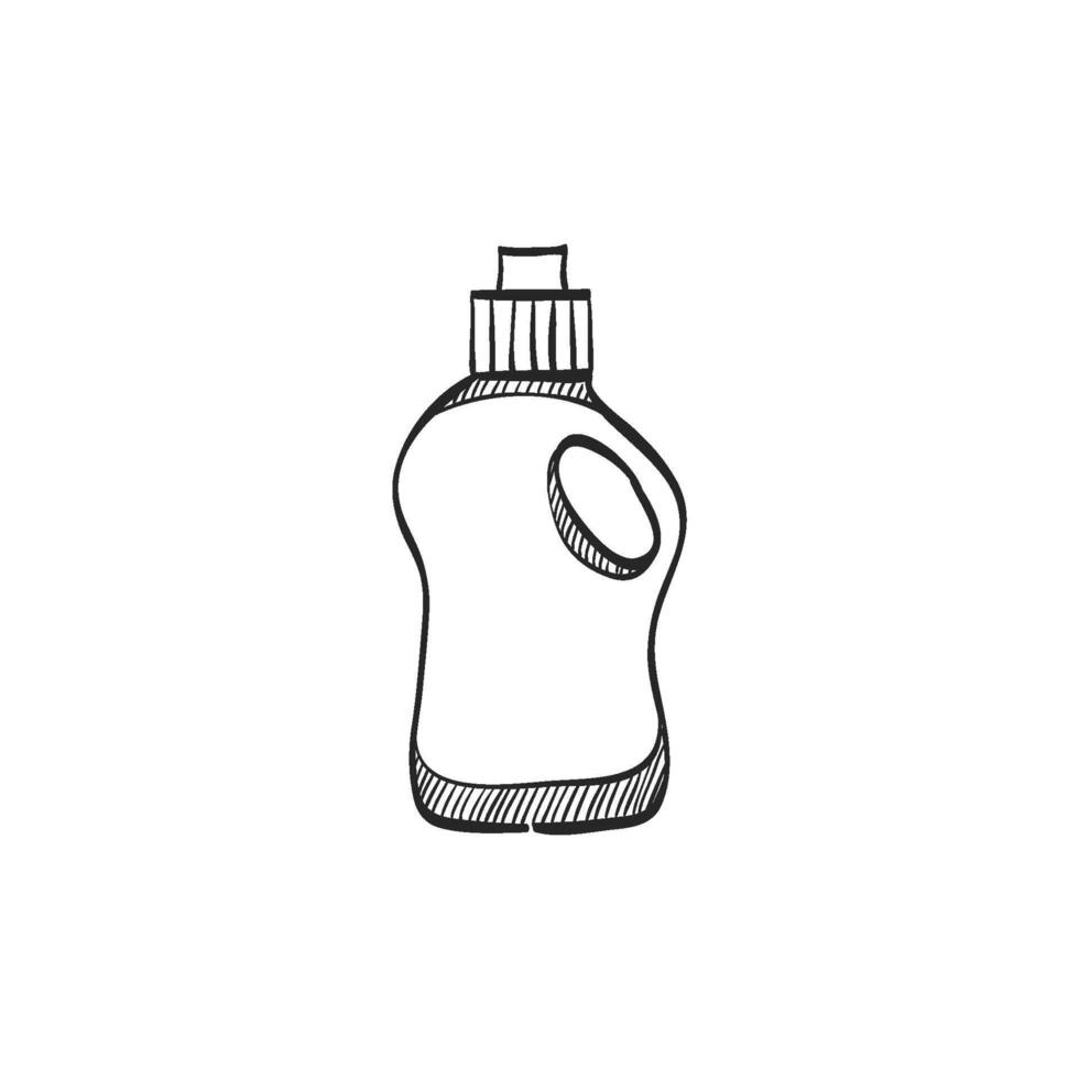 hand dragen skiss ikon rengöringsmedel flaska vektor