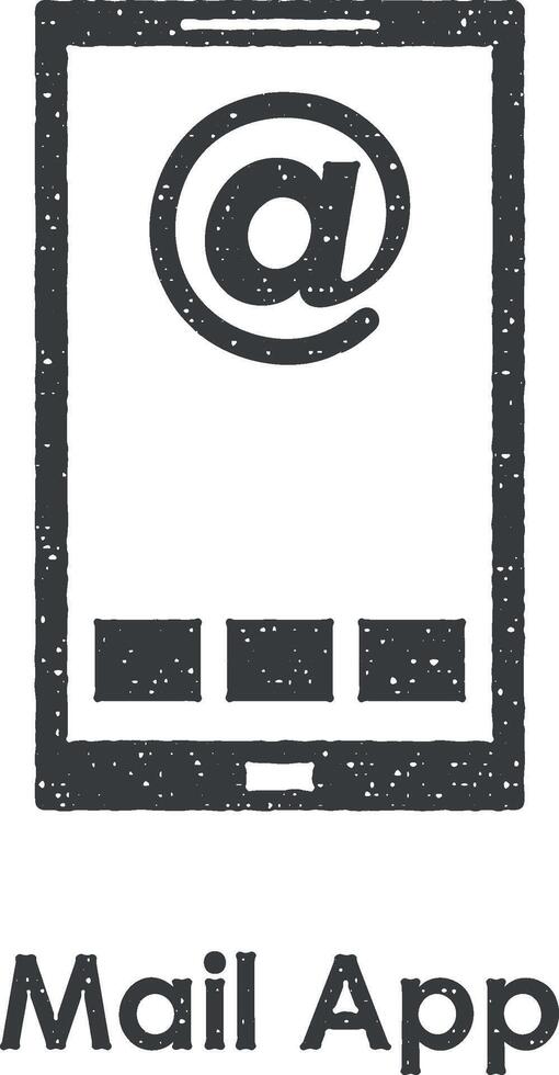 post app, e-post, smartphone vektor ikon illustration med stämpel effekt