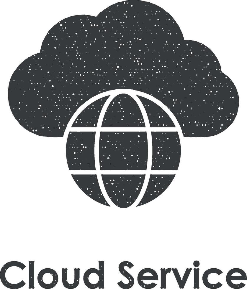 Wolke Service, global, Welt Vektor Symbol Illustration mit Briefmarke bewirken