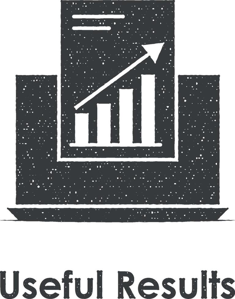 bärbar dator, Diagram, tillväxt, användbar resultat vektor ikon illustration med stämpel effekt