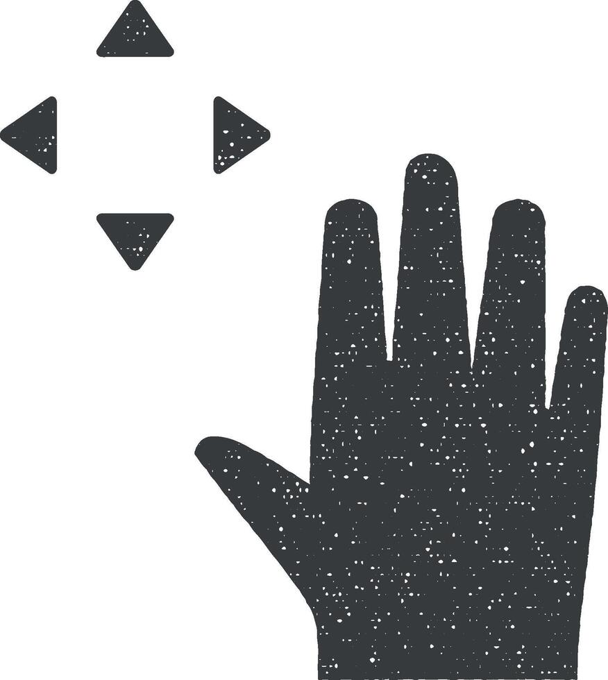 hand, fingrar, gest, flytta, rotera vektor ikon illustration med stämpel effekt