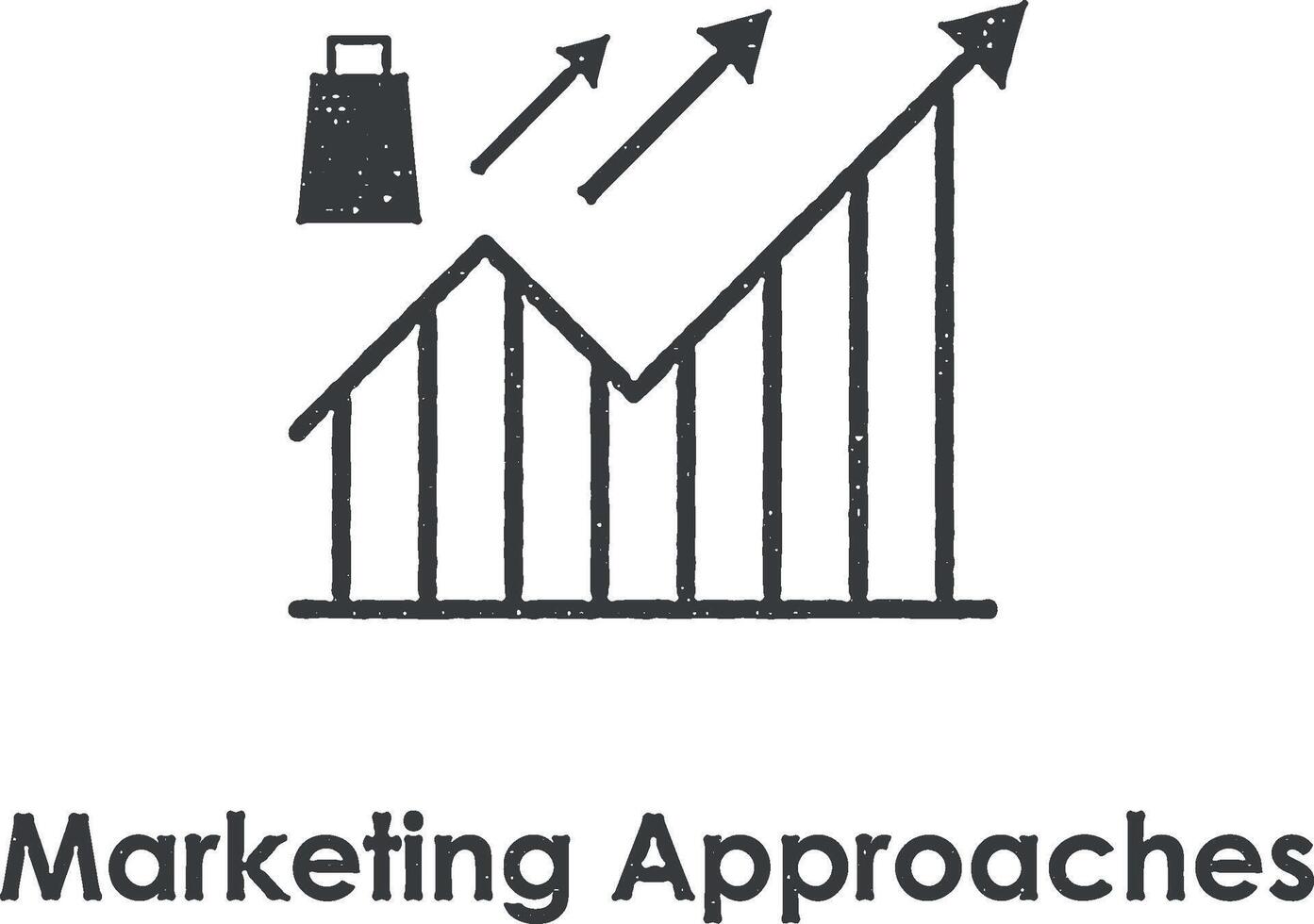 Diagramm, Pfeil hoch, sperren, Marketing nähert sich Vektor Symbol Illustration mit Briefmarke bewirken