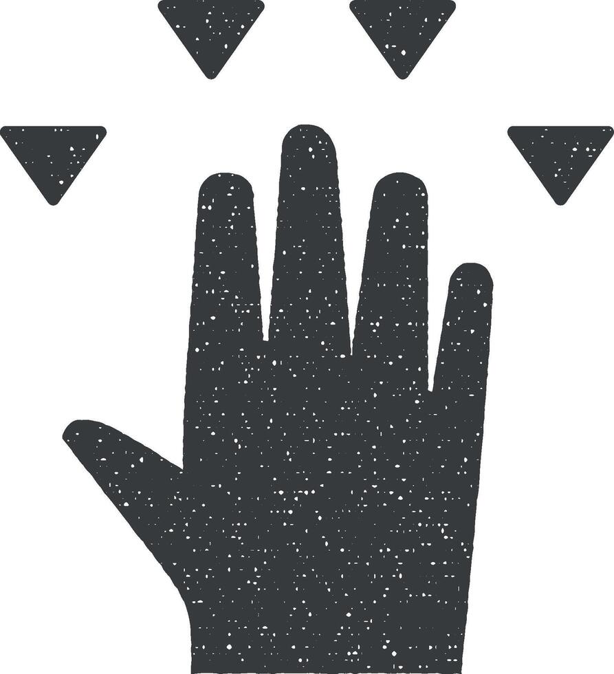 hand, fingrar, gest, hårt slag, flytta, ner vektor ikon illustration med stämpel effekt