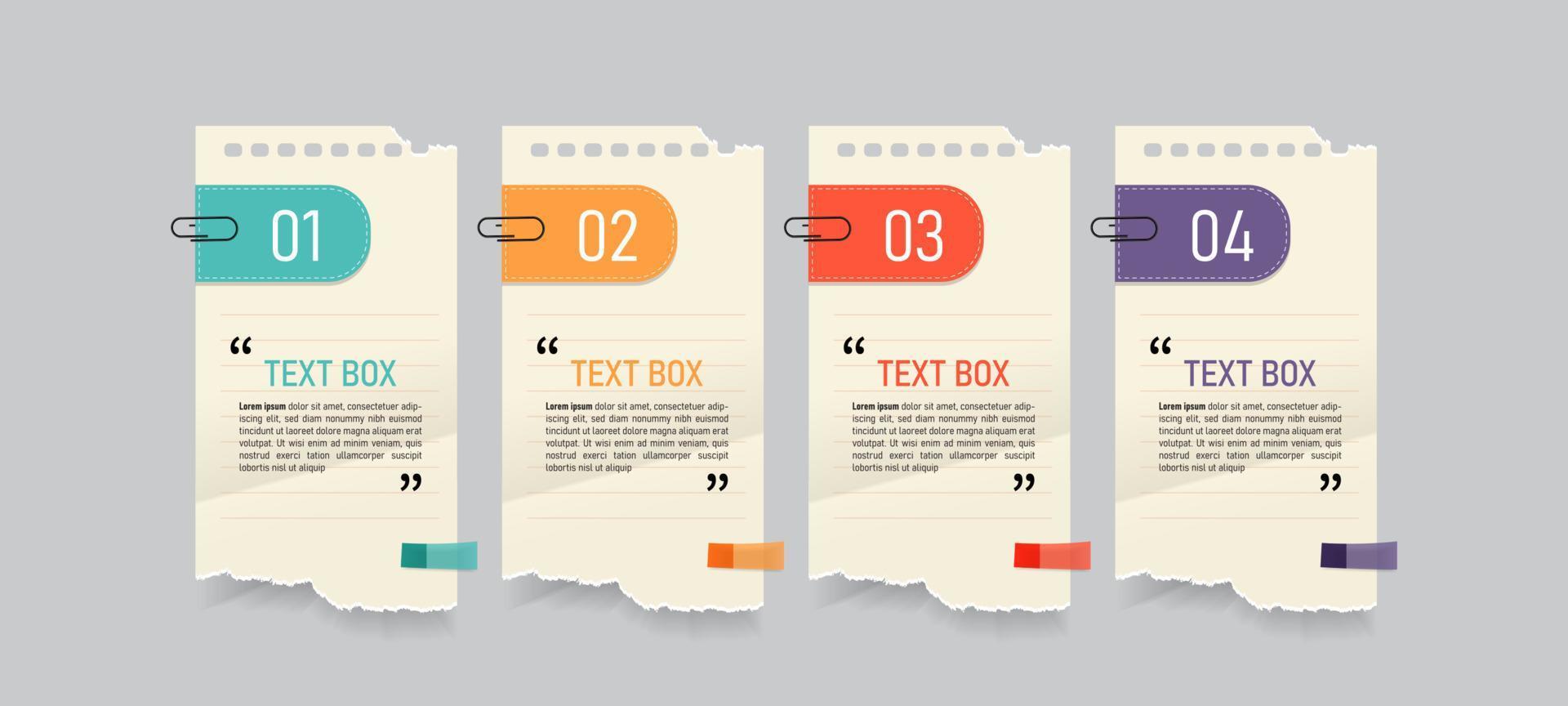 Textbox-Design mit Notizzetteln vektor