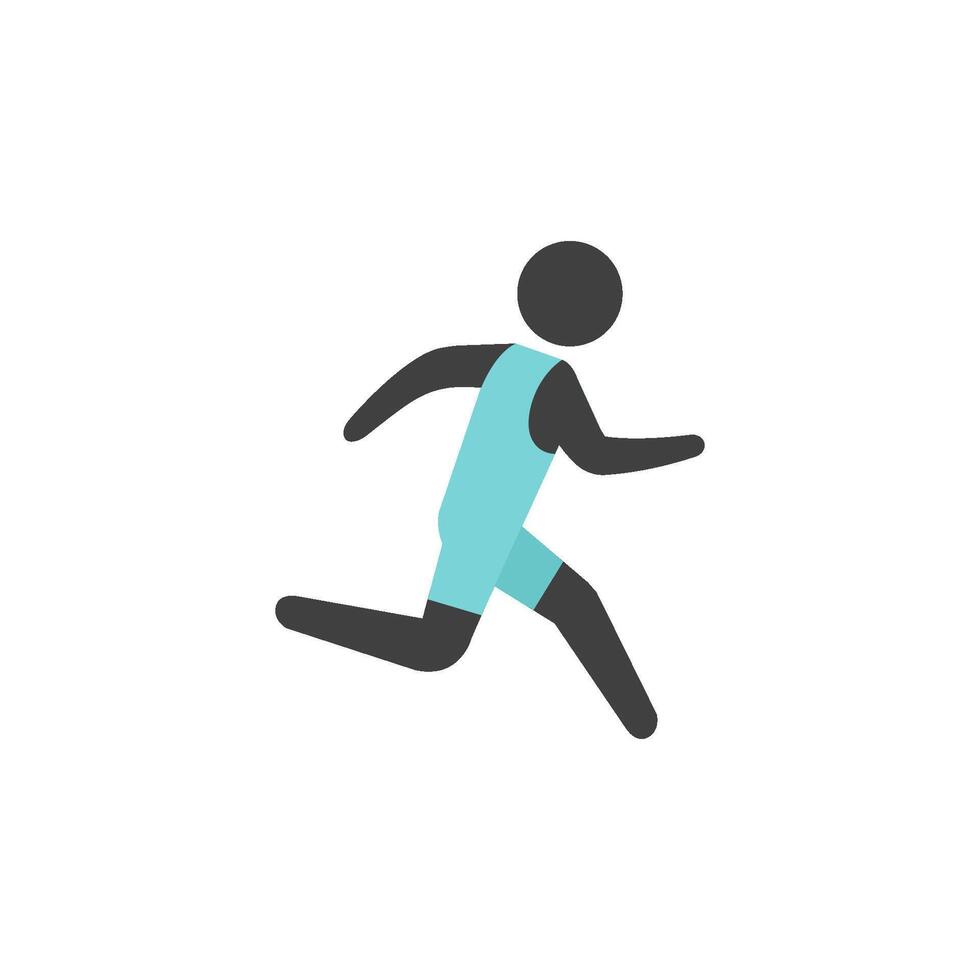 Laufen Athlet Symbol im eben Farbe Stil. Marathon- Triathlon Wettbewerb Olympia Olympioniken Sport vektor