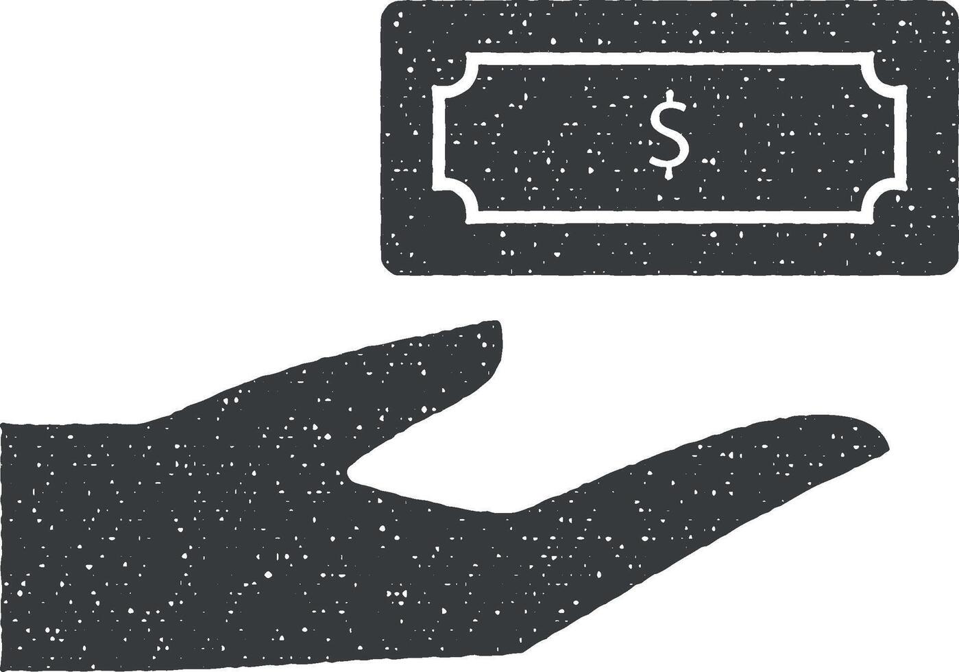 Hand, Finger, Geste, halten, Geld Vektor Symbol Illustration mit Briefmarke bewirken