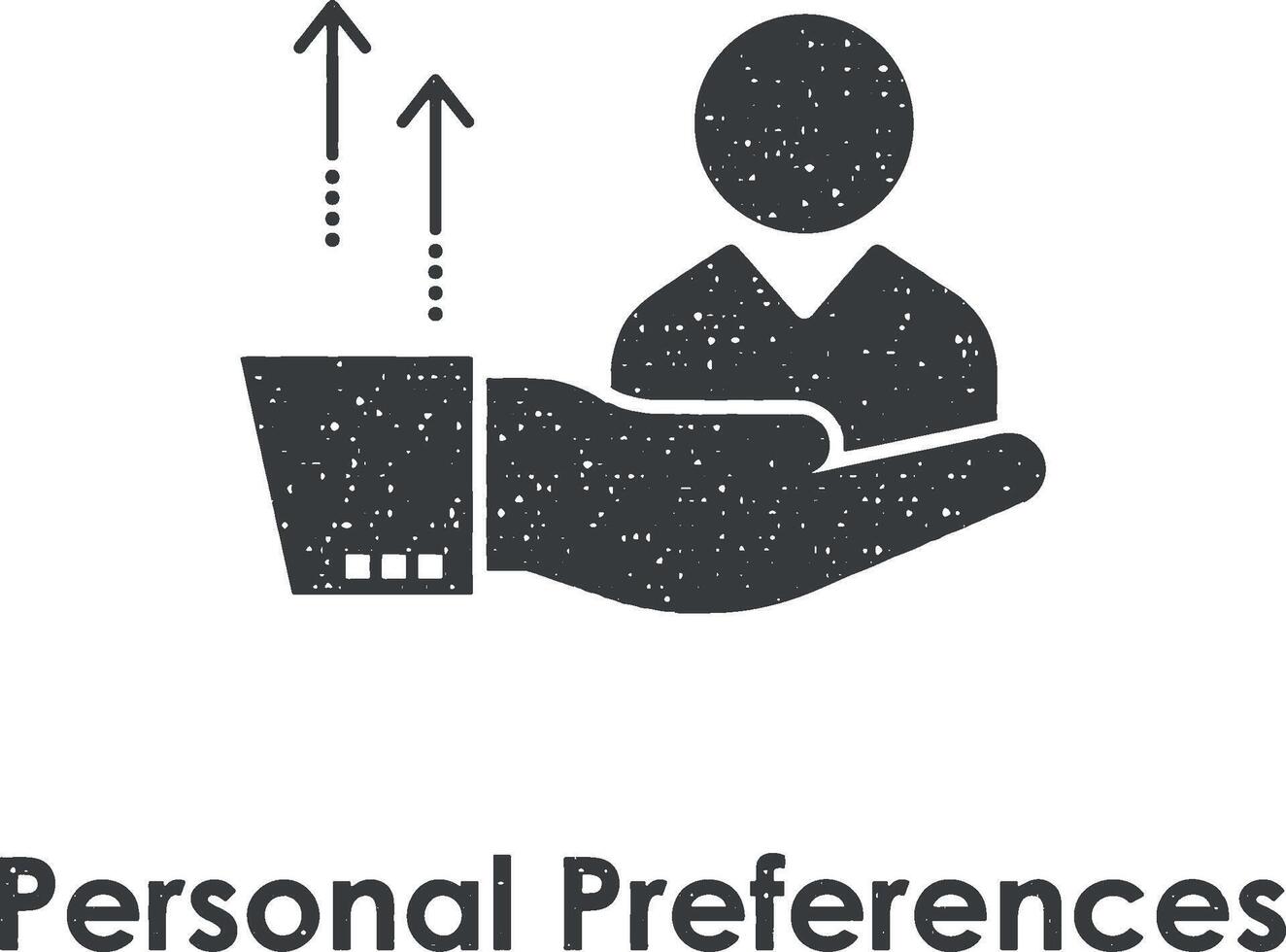 hand, personlig preferenser, affärsman vektor ikon illustration med stämpel effekt