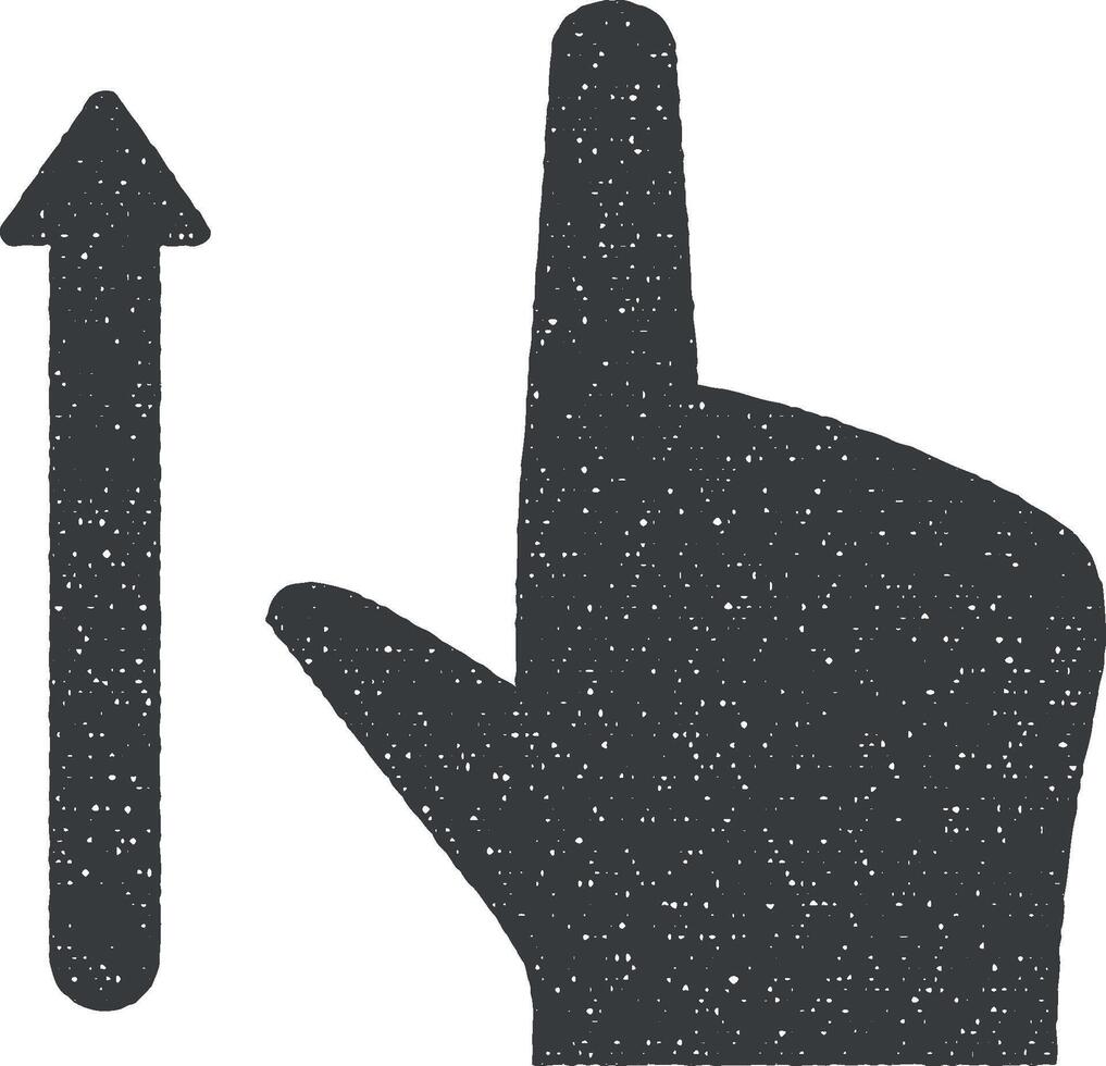 Hand, Finger, Geste, streichen, oben Vektor Symbol Illustration mit Briefmarke bewirken