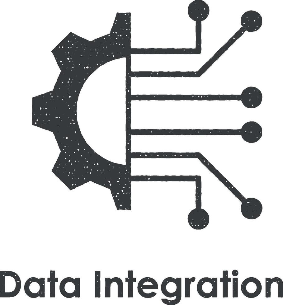 redskap, krets styrelse, data integration vektor ikon illustration med stämpel effekt