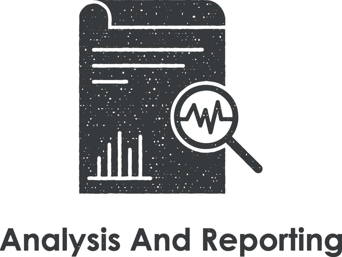papper, förstoringsglas, analys, Rapportera vektor ikon illustration med stämpel effekt