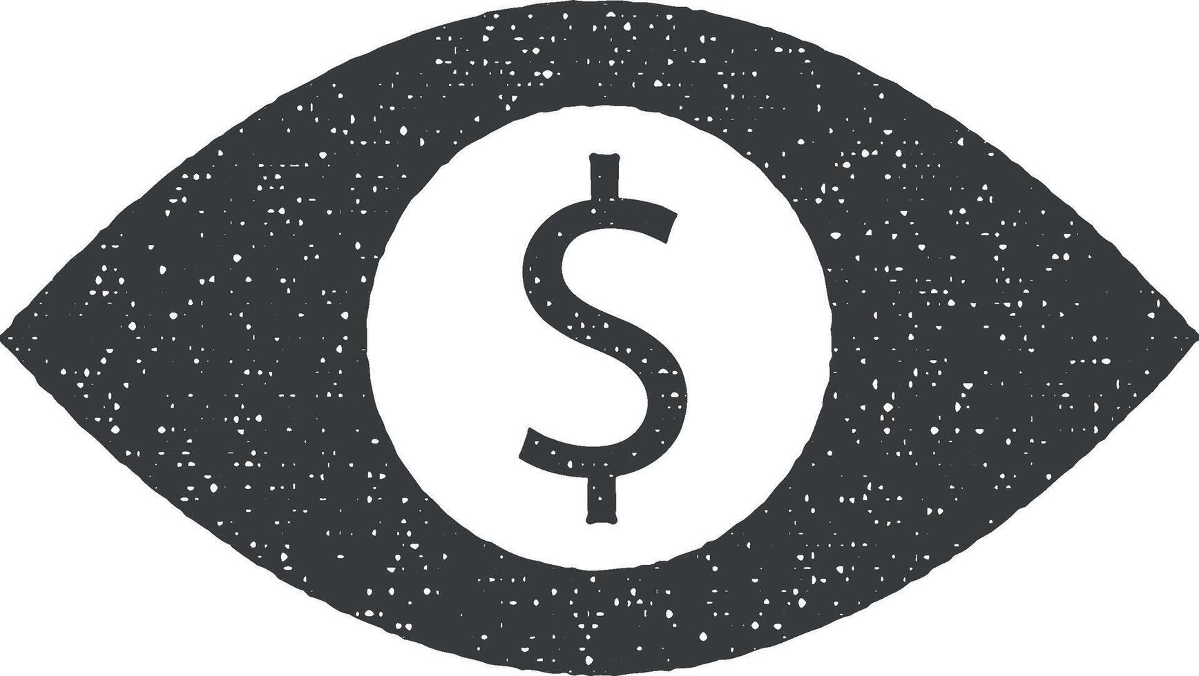 Geld im Auge Vektor Symbol Illustration mit Briefmarke bewirken