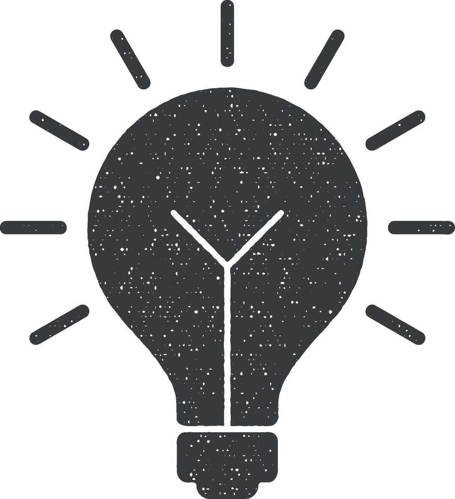 kreativ aning, Glödlampa, ljus vektor ikon illustration med stämpel effekt