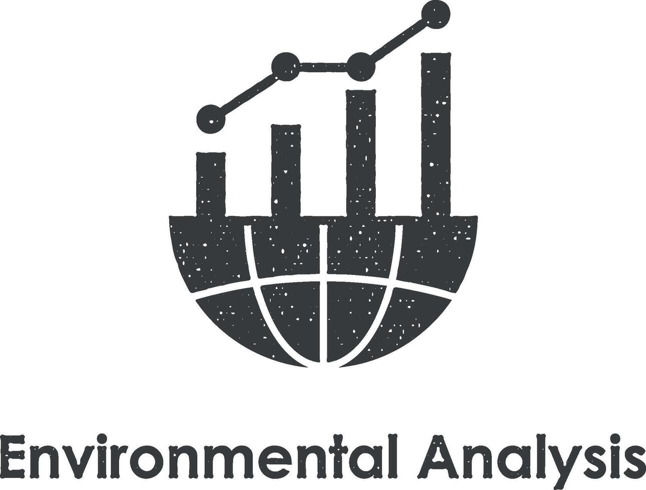 global, Diagramm, Umwelt Analyse Vektor Symbol Illustration mit Briefmarke bewirken