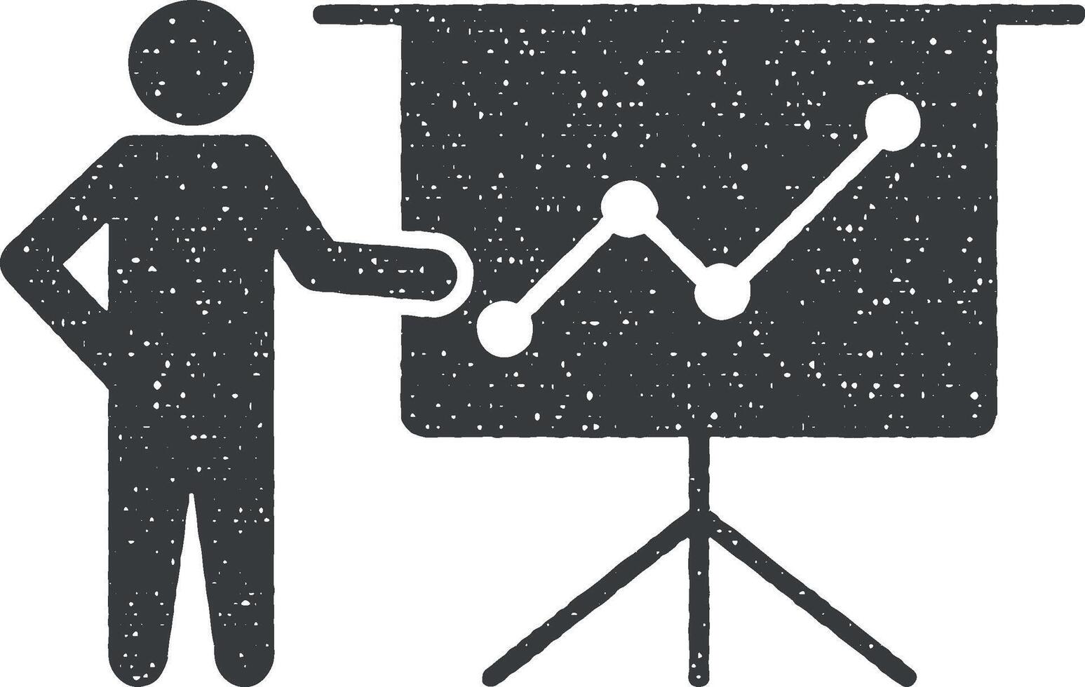 Träning, statistik, ledare, företag vektor ikon illustration med stämpel effekt