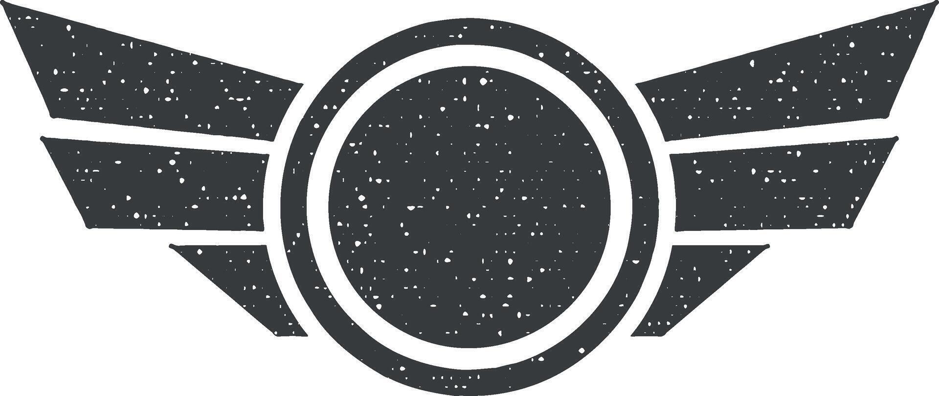 cirkel med vingar vektor ikon illustration med stämpel effekt
