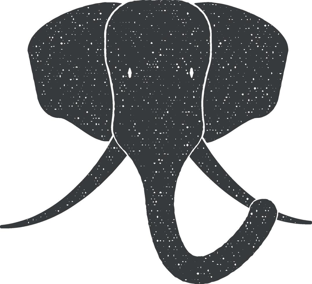 huvud av elefant silhuett vektor ikon illustration med stämpel effekt