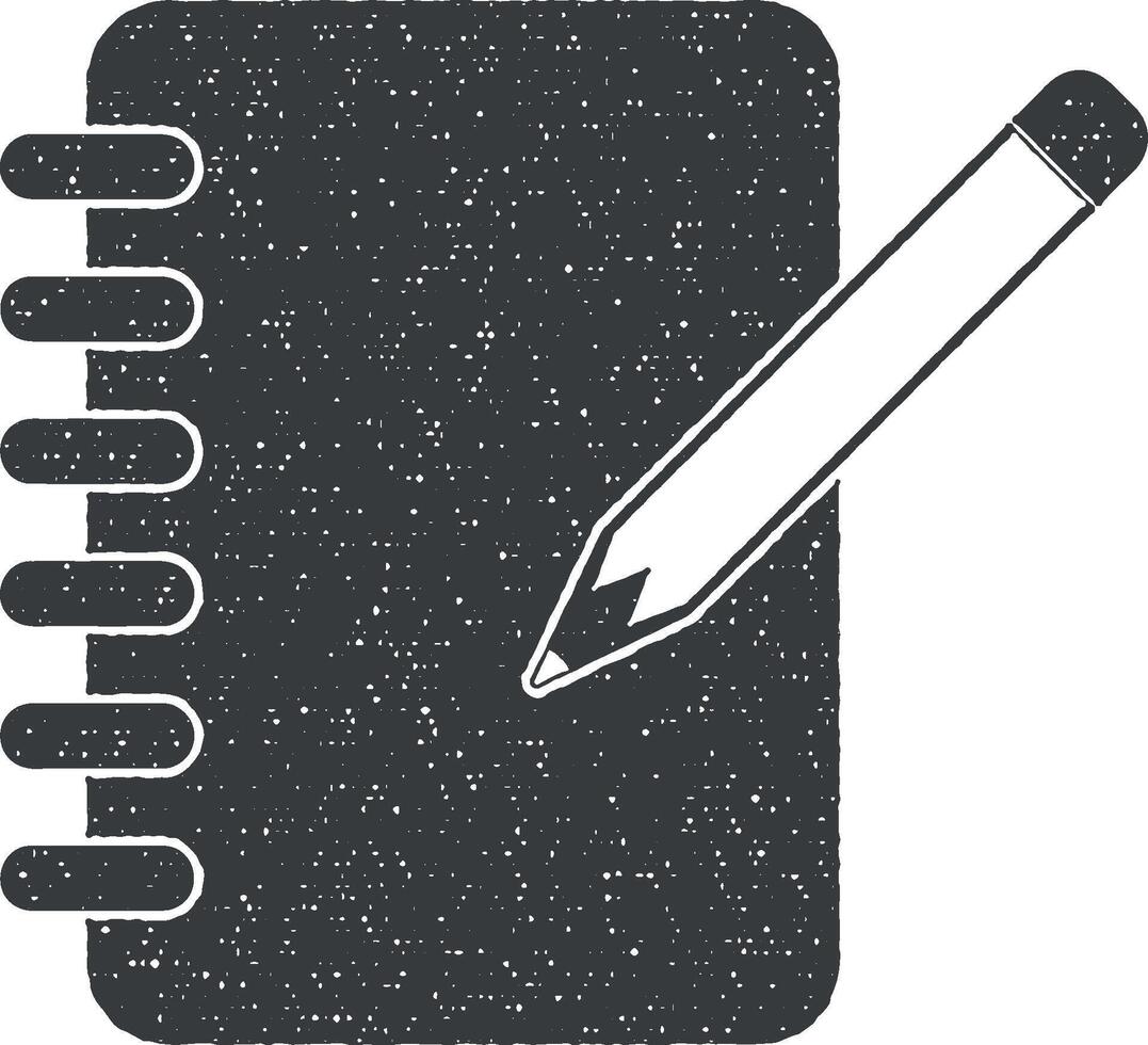 Notizblock und Bleistift Vektor Symbol Illustration mit Briefmarke bewirken