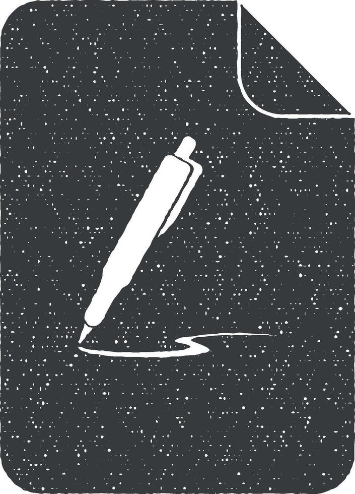 papper och penna vektor ikon illustration med stämpel effekt