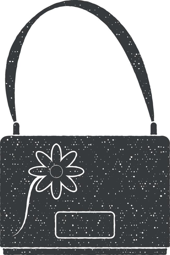 Frauen s Handtasche mit ein Blume Vektor Symbol Illustration mit Briefmarke bewirken