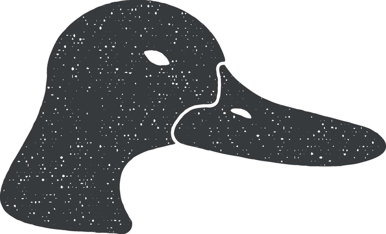 Kopf von Ente Silhouette Vektor Symbol Illustration mit Briefmarke bewirken