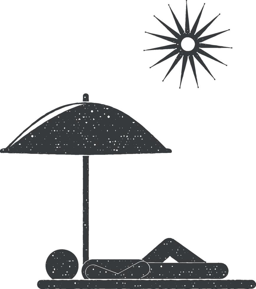 Sonnenbaden unter ein Regenschirm Vektor Symbol Illustration mit Briefmarke bewirken