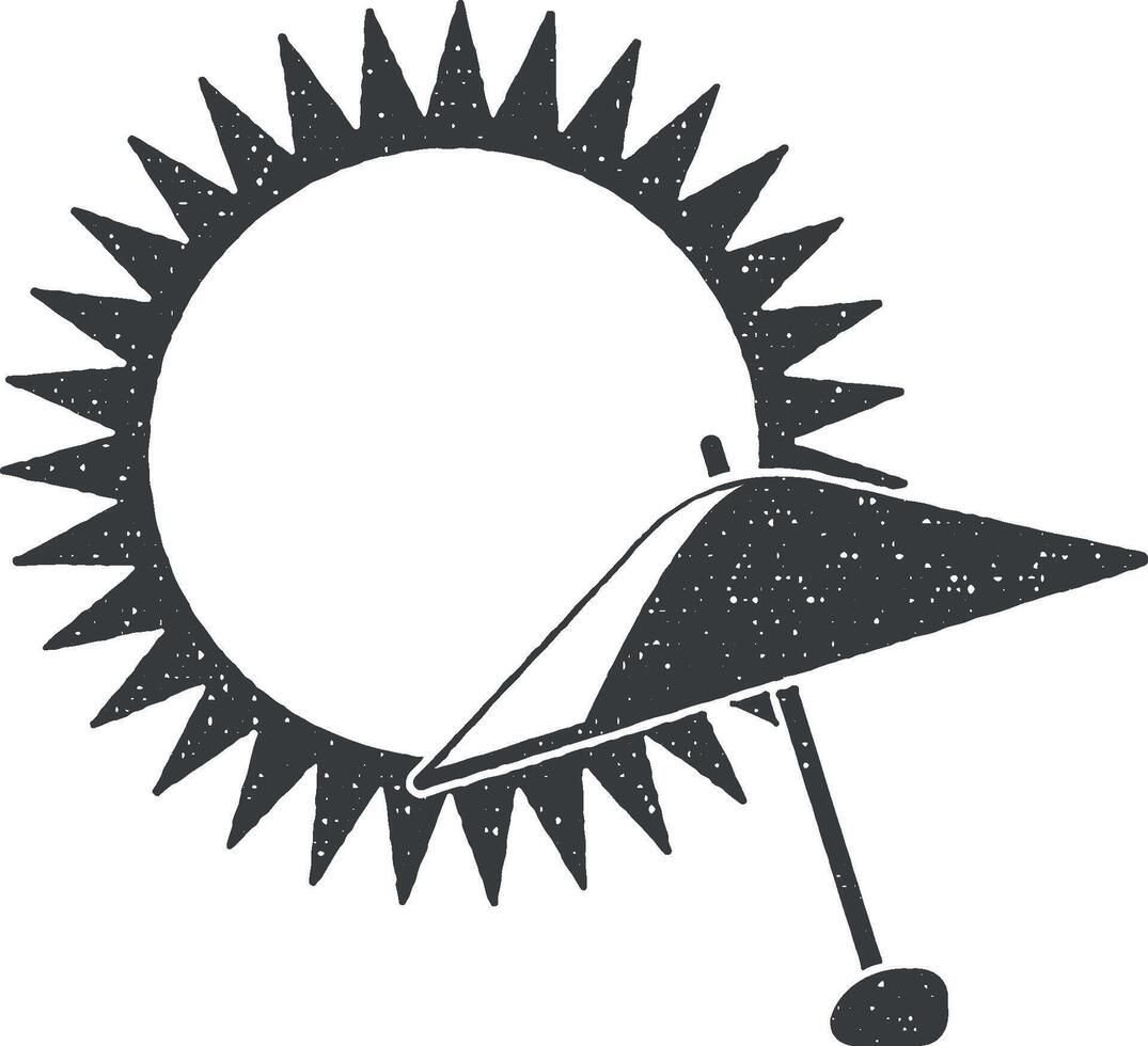 strand paraply och Sol vektor ikon illustration med stämpel effekt
