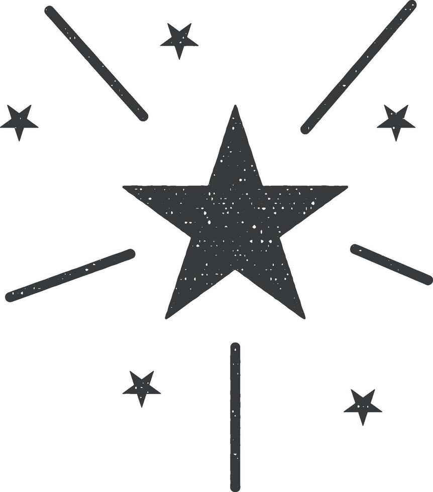 Feuerwerk Glyphe Stil Vektor Symbol Illustration mit Briefmarke bewirken
