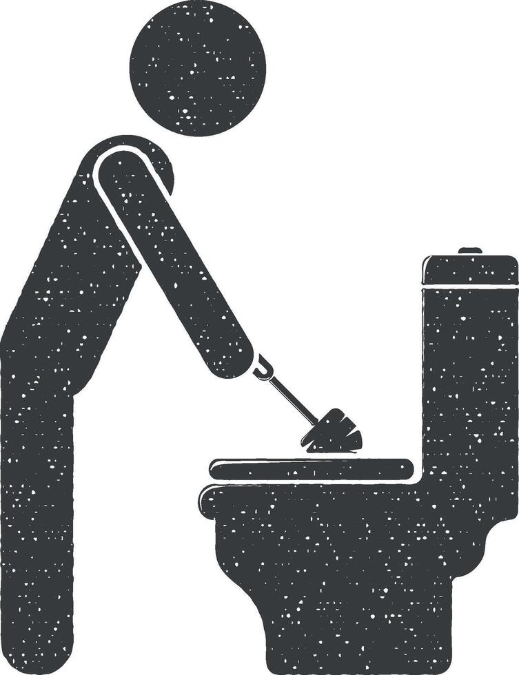 Mann ist Reinigung das Toilette Vektor Symbol Illustration mit Briefmarke bewirken