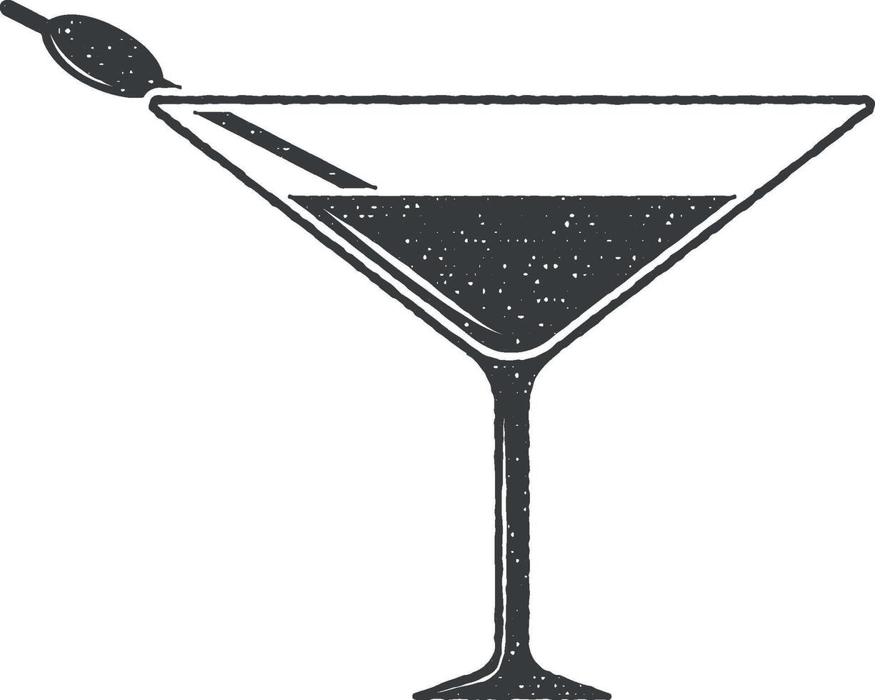 Martini i en glas vektor ikon illustration med stämpel effekt