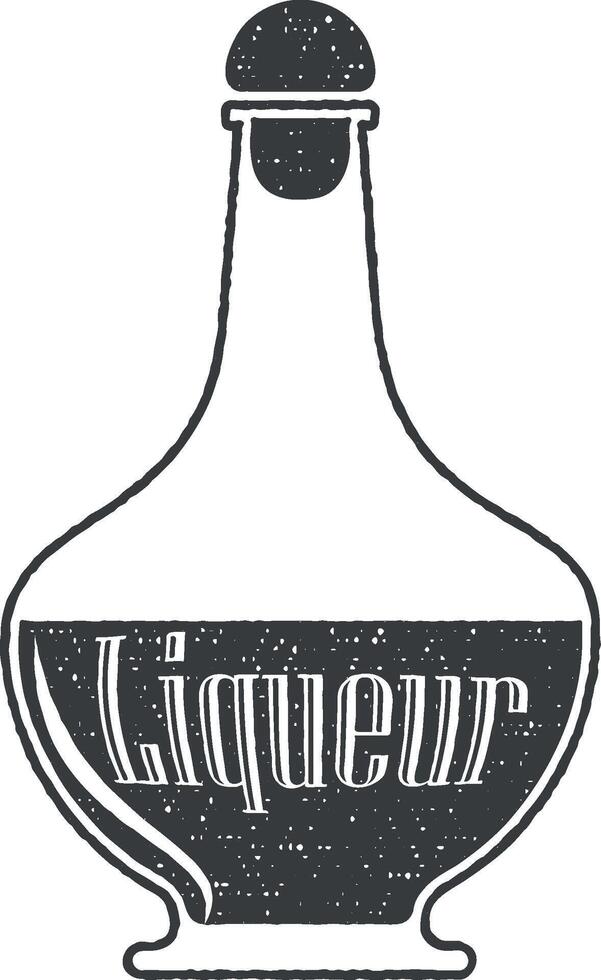 Flasche von Alkohol Vektor Symbol Illustration mit Briefmarke bewirken