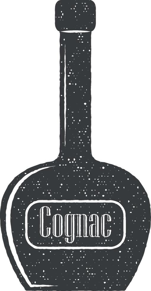 Flasche von Cognac Vektor Symbol Illustration mit Briefmarke bewirken