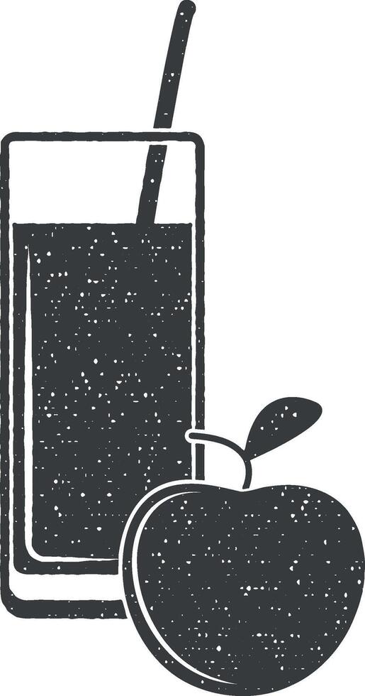 äpple juice i en glas vektor ikon illustration med stämpel effekt