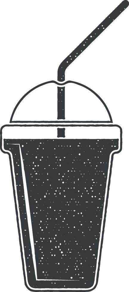 plast kopp med juice vektor ikon illustration med stämpel effekt