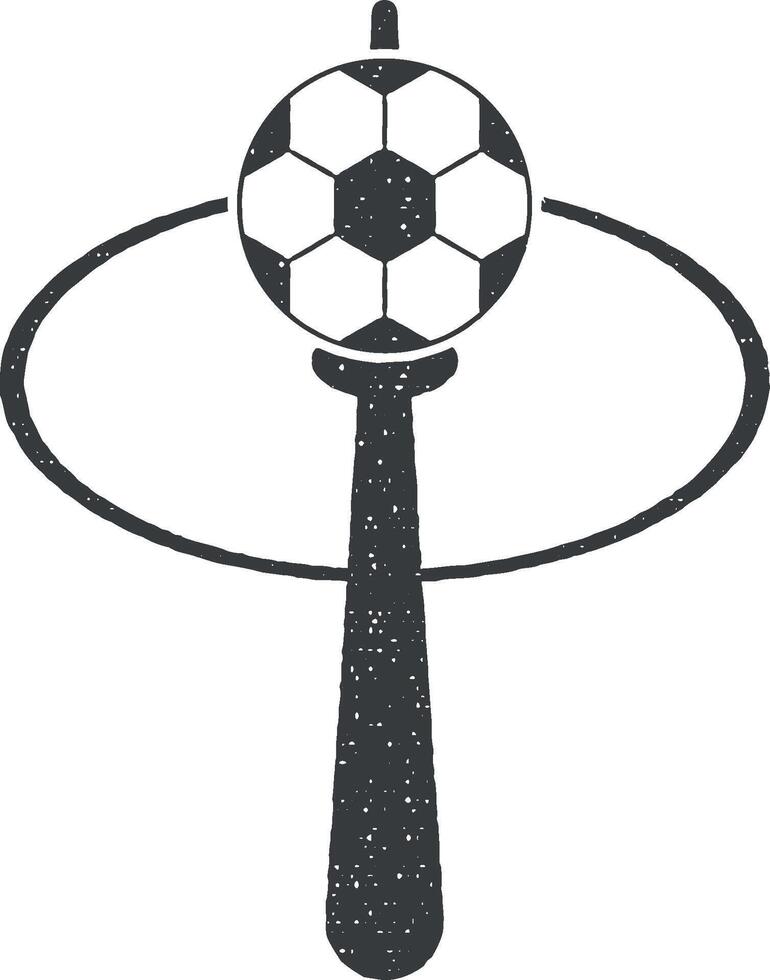 Ball im das Mitte von Fußball Vektor Symbol Illustration mit Briefmarke bewirken