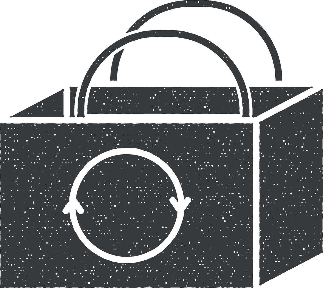 återvinna, handla väska vektor ikon illustration med stämpel effekt