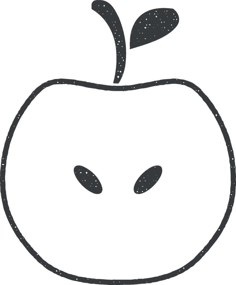 geschnitten Apfel Vektor Symbol Illustration mit Briefmarke bewirken