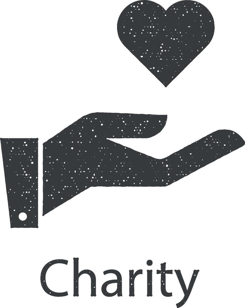 välgörenhet, donation, ger, hand, kärlek vektor ikon illustration med stämpel effekt