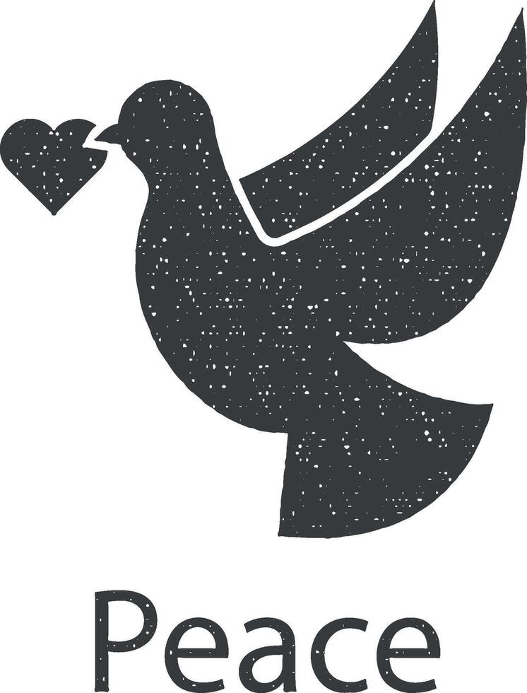 Taube, Herz, Frieden Vektor Symbol Illustration mit Briefmarke bewirken