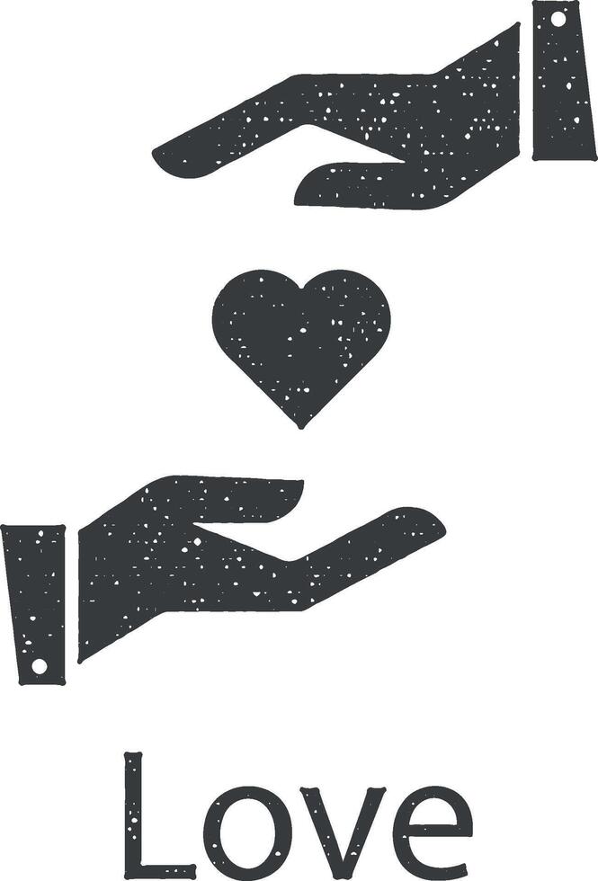 kärlek, ha kvar, händer, hjärta vektor ikon illustration med stämpel effekt