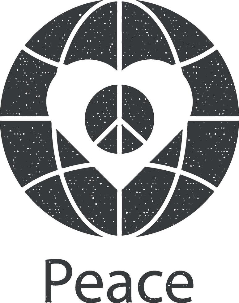 Frieden, Globus, Herz Vektor Symbol Illustration mit Briefmarke bewirken