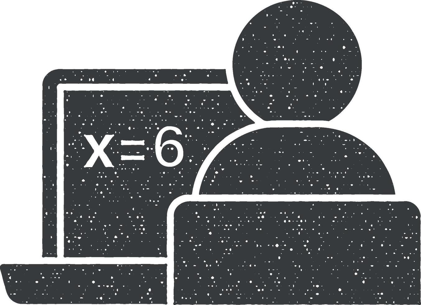 Laptop Mathematik Formel Schüler Vektor Symbol Illustration mit Briefmarke bewirken