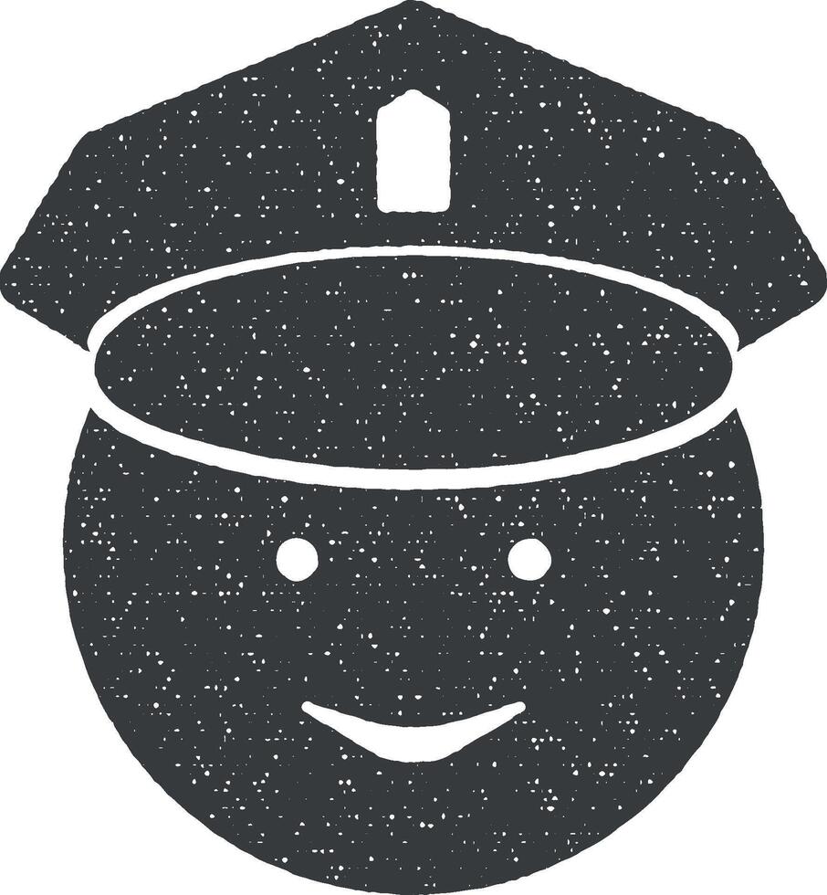 ansikte av en polis vektor ikon illustration med stämpel effekt