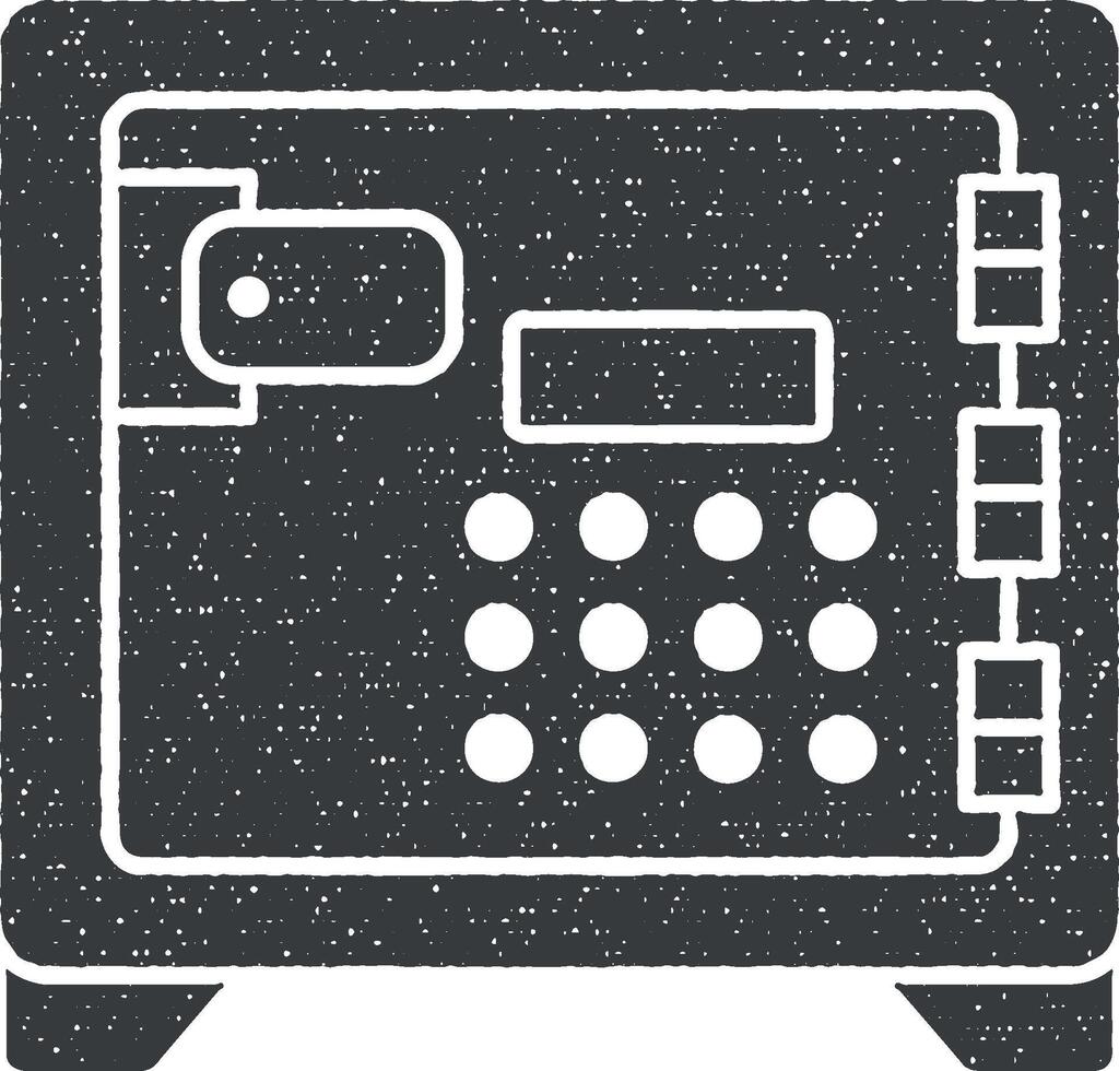 Bank, deposition, säker, säkerhet, kassaskåp glyf vektor ikon illustration med stämpel effekt