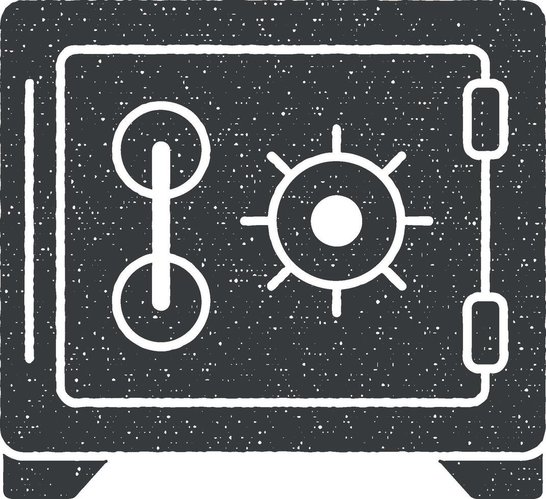 Bank, deposition, säker, säkerhet, kassaskåp glyf vektor ikon illustration med stämpel effekt