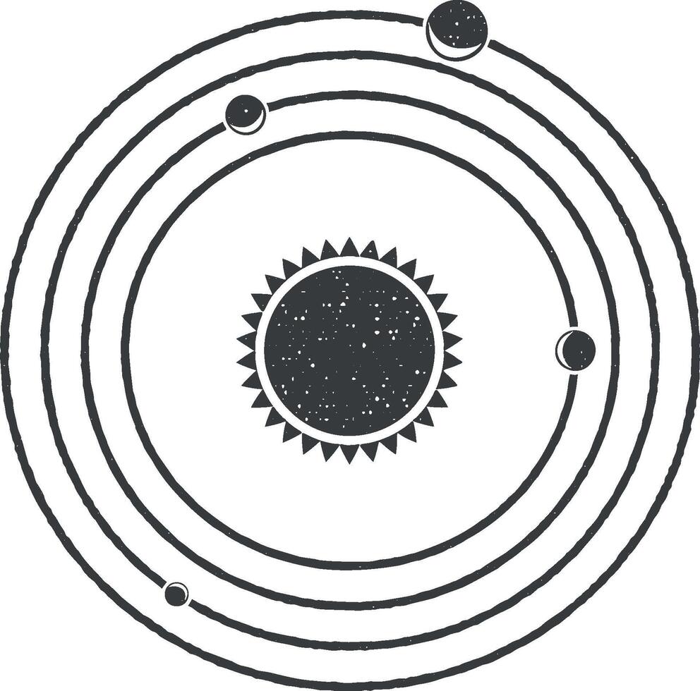 sol- systemet vektor ikon illustration med stämpel effekt