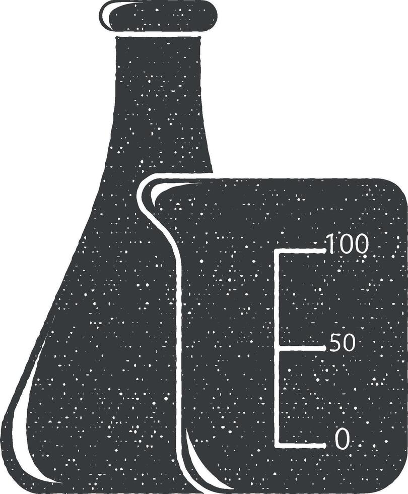 flaska och mätning kopp vektor ikon illustration med stämpel effekt