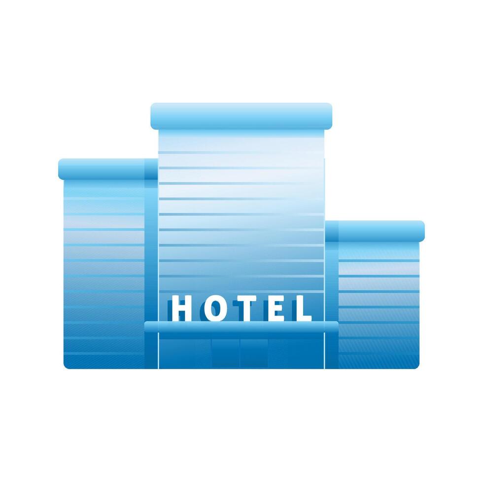 hotell byggnad ikon i Färg. boende sömn resa vektor