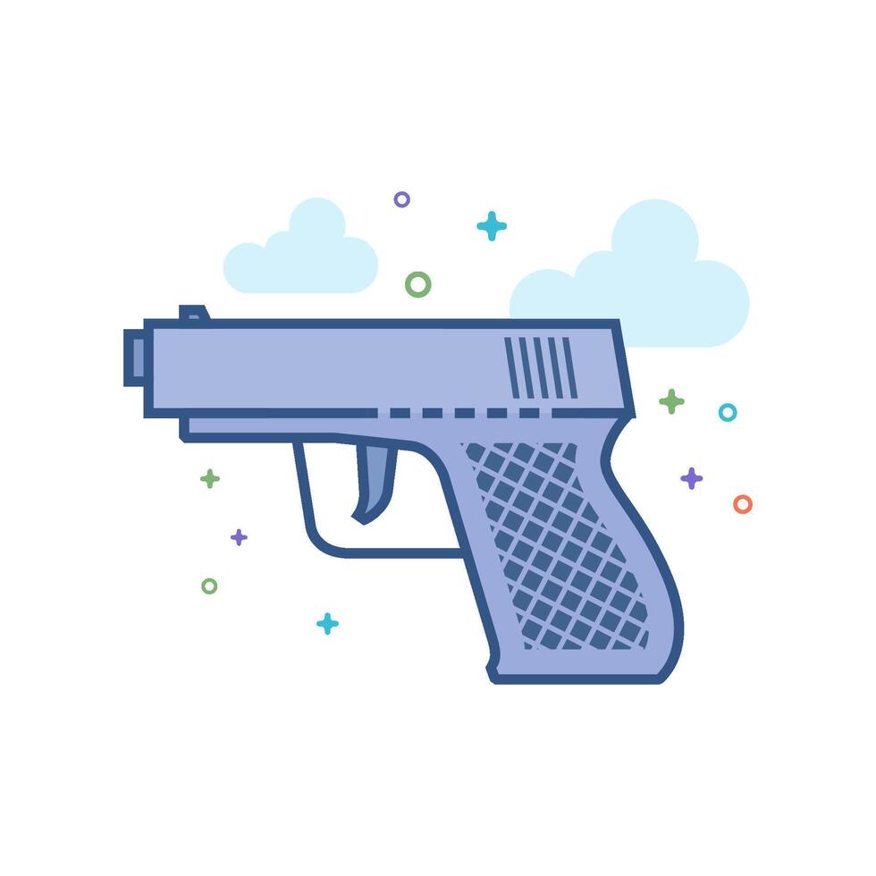 ärm pistol ikon platt Färg stil vektor illustration